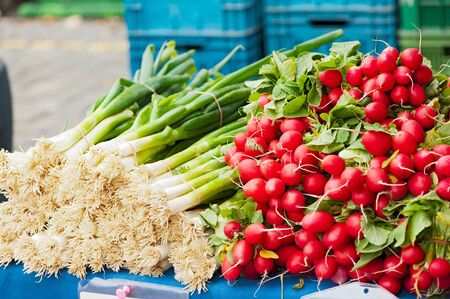 Fresh vegetables at the farm stand の写真素材