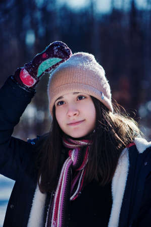 Cute teenager on winter vacationの写真素材