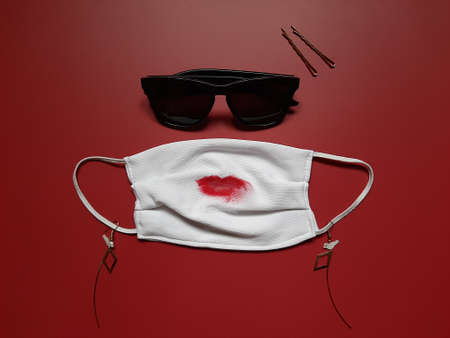 Idea to wearing lipstick and get dressedの写真素材