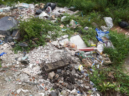 Bangkok, Thailand - July 5, 2020 : the improper disposal on environment.