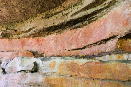 Aboriginal rock art of the Gagudju people of Northern Australia, one of the oldest continuing cultures on the planet  This art is between 5,000 and 15,000 years oldの写真素材