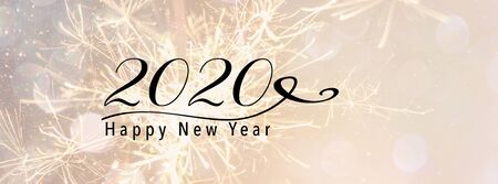 New Year banner, header for social media. Scales down to fit a social media header size. Sparklers...