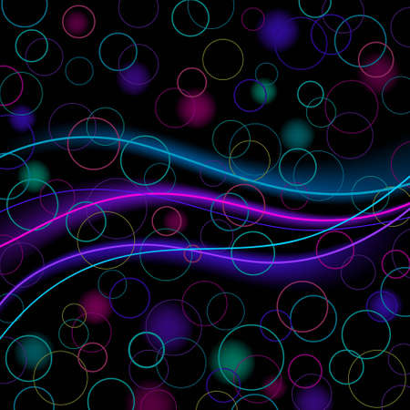 Abstract vector background with colorful elements on blackのイラスト素材