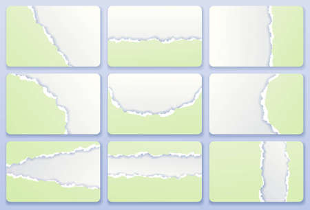 Torn paper business cards, vector setのイラスト素材