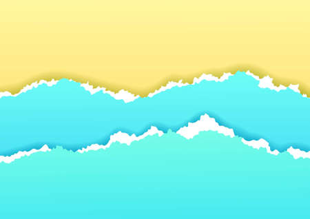 Beach made of torn paper, vector illustrationのイラスト素材
