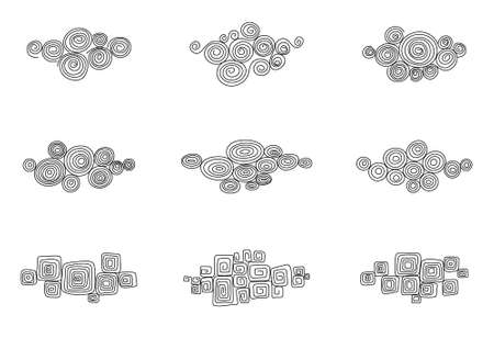 Set of nine doodle iconsのイラスト素材