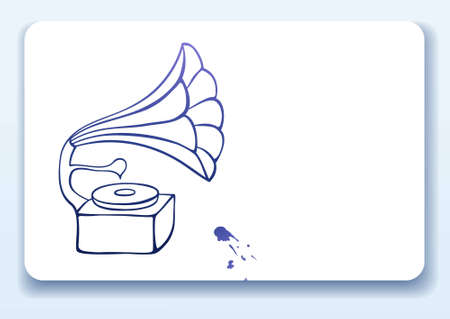 Business card with drawing of an old gramophoneのイラスト素材