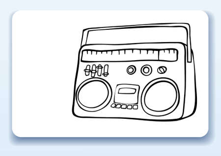 Business card with drawing of a retro radioのイラスト素材