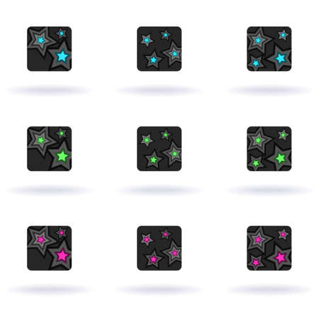 Set of nine starry design elements, vector illustrationのイラスト素材