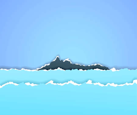 Tropical island made of torn paper, vector illustrationのイラスト素材