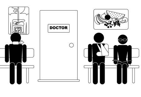 Waiting room, people waiting to visit doctorのイラスト素材