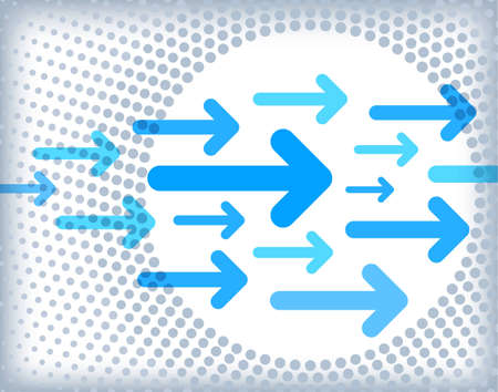 Abstract background with blue arrows on gray dotted patternのイラスト素材