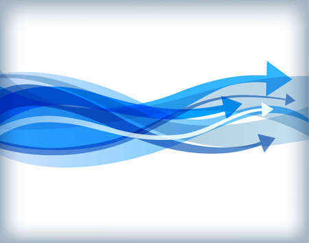 Abstract background with blue wavy arrowsのイラスト素材