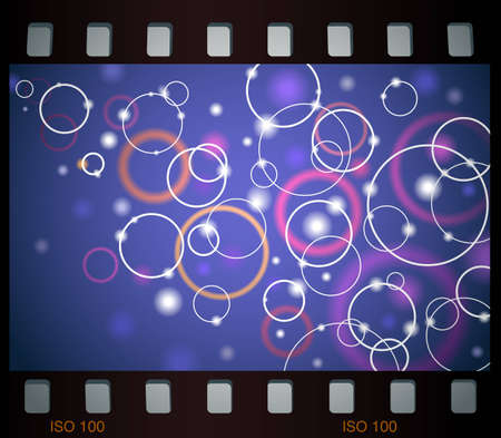 Abstract background of flying bubbles in film frameのイラスト素材