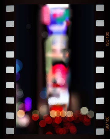Time Square night lights in film frameのイラスト素材