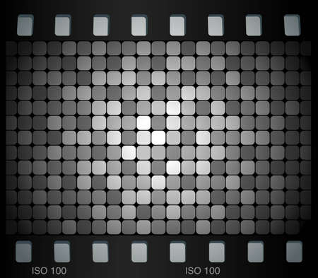 Black and white mosaic pattern in film frameのイラスト素材