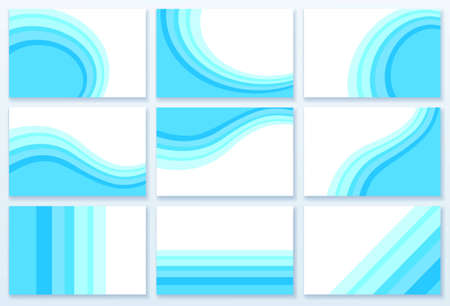 Set of nine blue business cards, vector illustrationのイラスト素材