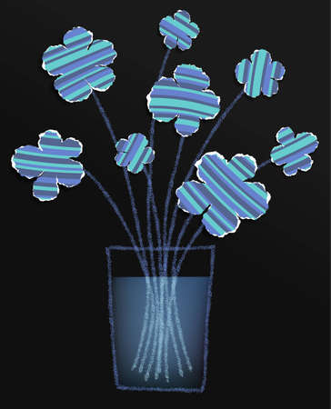Flowers in a vase made of torn paper, vector eps8 illustrationのイラスト素材