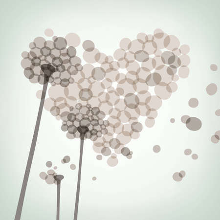 Dandelion heart greeting card, vector eps8 illustrationのイラスト素材