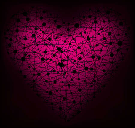 Glowing heart made of net, vector eps8 illustrationのイラスト素材