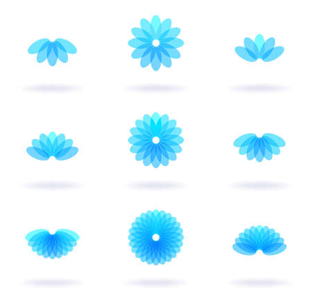 Set of nine flower icons, vector eps8 illustrationのイラスト素材