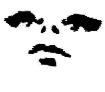 Portrait of a girl, black dots on white illustrationのイラスト素材