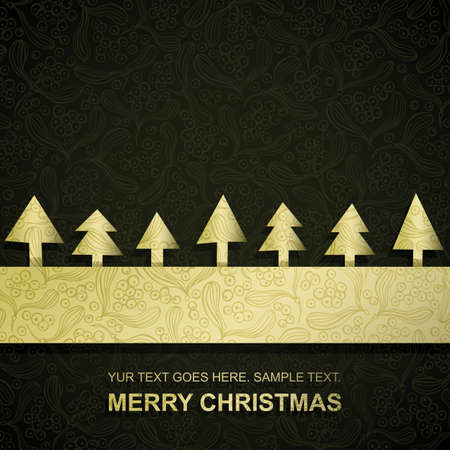 Christmas card with gold paper Christmas Trees, vector eps8 illustrationのイラスト素材