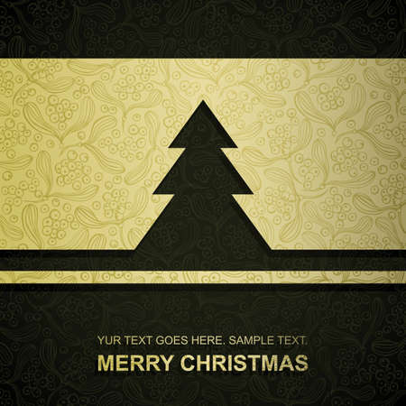 Christmas card with gold paper Christmas Tree, vector eps8 illustrationのイラスト素材