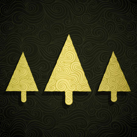 Christmas tree banner made of fancy paperのイラスト素材