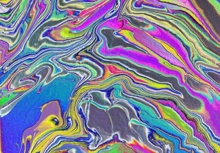 Multi-colored marble abstract background. Marble spots. Acrylic paint flows freely and creates an...