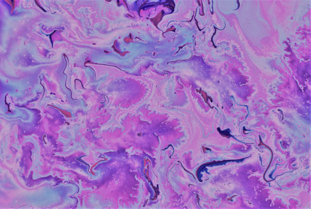 Abstract background of acrylic paint in blue and purple tones. Liquid marble pattern.