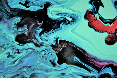 Blue and black abstract background. Liquid marble pattern. Digital painting.
