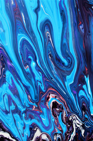 Abstract background of acrylic paint in blue and pink tones. Liquid marble texture