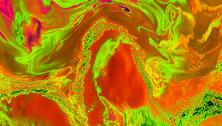 Traditional marbling art patterns as abstract colorful background with golden elementsの写真素材