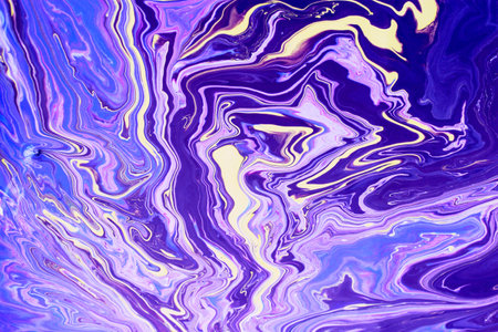 Abstract background of acrylic paint in blue and purple tones. Liquid marble textureの写真素材