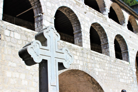 Cross in the Church of St. Peter and Paul in Trogir, Croatiaの写真素材