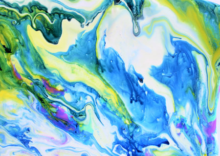 Colorful abstract background. Acrylic colors mixing in water. Liquid marble pattern.