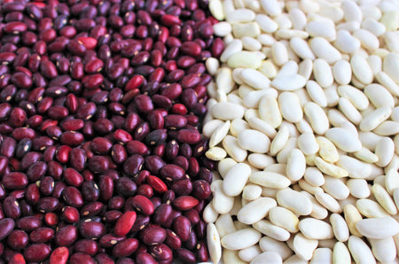 white beans in a bowl on a wooden table, close-upの写真素材