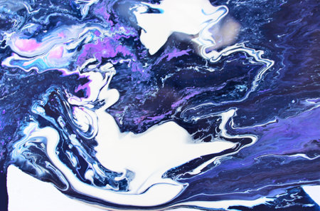Marbled blue and white abstract background. Liquid marble ink pattern.