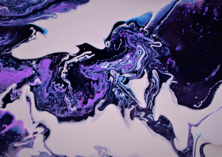 Abstract background of acrylic paint in blue and purple tones. Fragment of artworkの写真素材