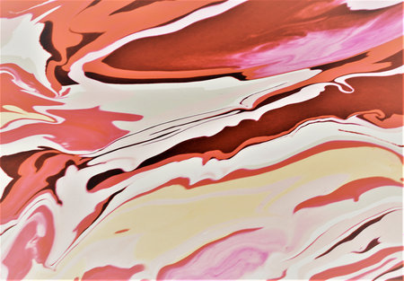Abstract background of red and white acrylic paint with a marble texture.の写真素材