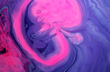 Abstract background of acrylic paint in blue and pink tones. Liquid marble textureの写真素材