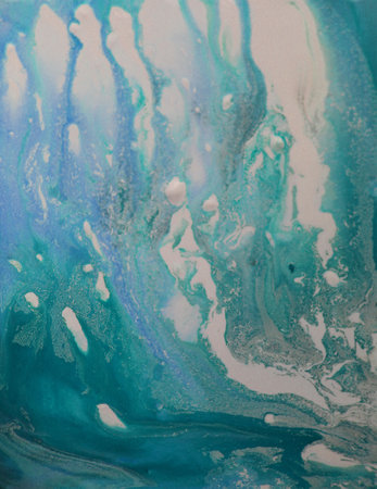 abstract background with blue and turquoise paint, watercolor