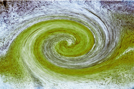 abstract green background with spiral in the center of the image.の写真素材
