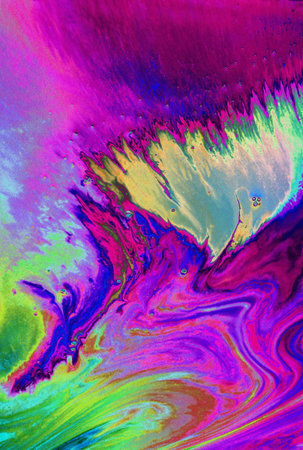 Traditional Ottoman Turkish marbling art patterns as abstract colorful background with reflectionの写真素材