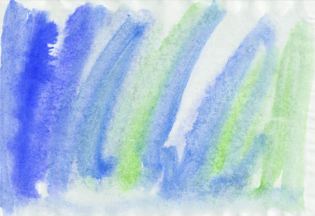 Abstract blue and green watercolor background. Hand-drawn illustration.の写真素材