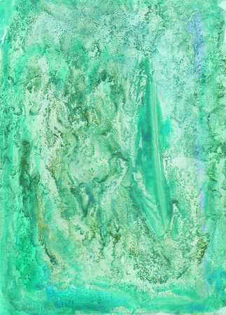 Watercolor abstract hand painted background. Green and turquoise.の写真素材