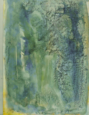 abstract background watercolors painting on paper texture green and yellowの写真素材