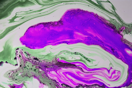 Abstract background of acrylic paint in purple and white colors. Liquid marble pattern.の写真素材