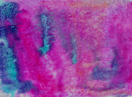 abstract background watercolors painting on textured paper, purple and blueの写真素材